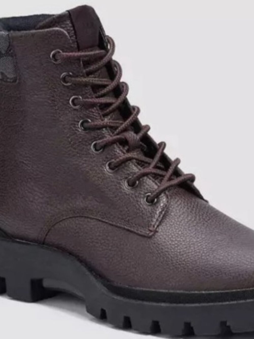 Coach Men's City Sole Brown Leather Lace-Up Boots C7077 Zip Size 11.5D Lug Sole